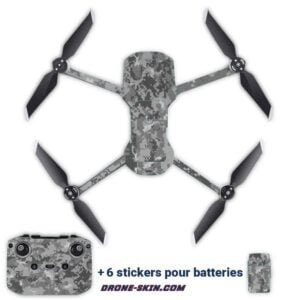 Sticker-Cover-Autocollant-Skin-pour-drone-DJI-MAvic-Air-2-Bitmap-Camouflage-Grey