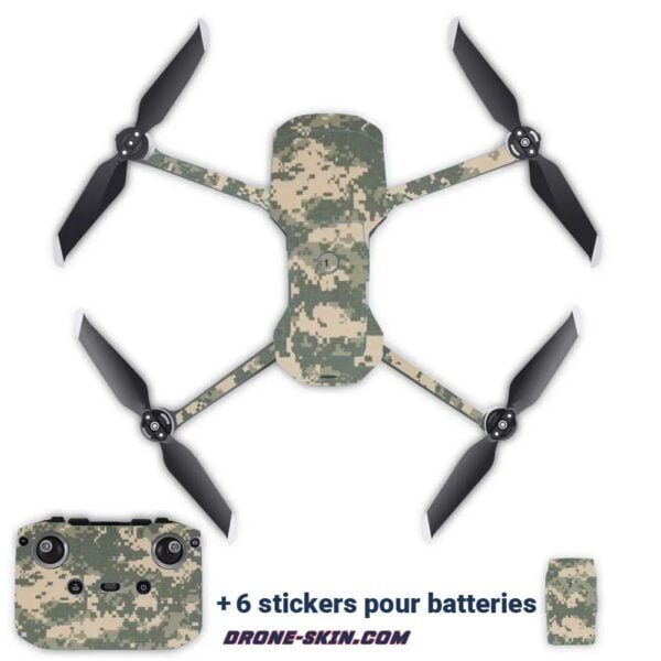 Sticker-Cover-Autocollant-Skin-pour-drone-DJI-Mavic-Air-2-Bitmap-Camouflage-Green
