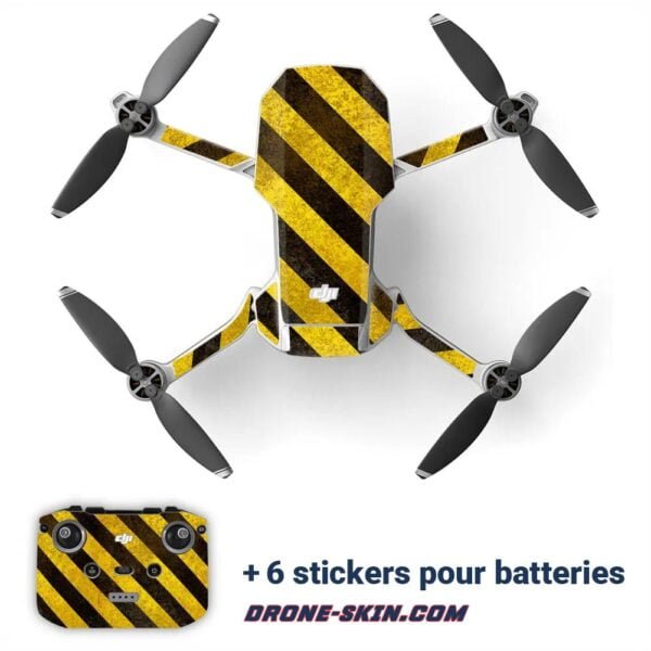 Sticker-autocollant-Skin-Drone-DJI-Mini-Danger