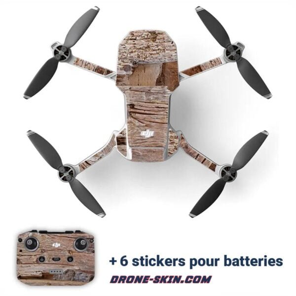 Sticker-autocollant-Skin-pour-drone-DJI-mini-2-Old-Wood