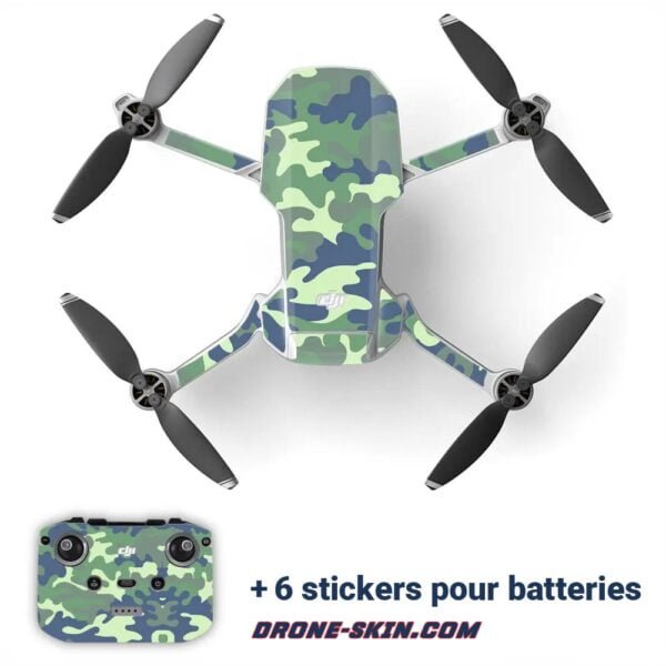 Sticker-autocollant-Skin-pour-drone-DJI-mini-Green-camouflage