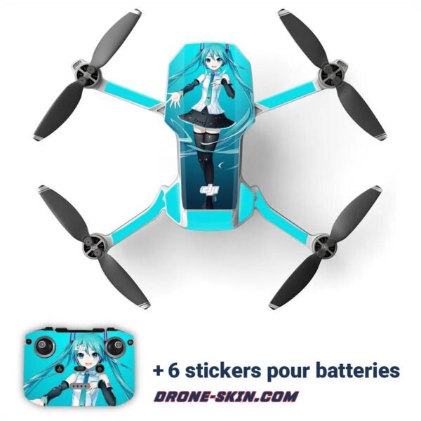 Sticker-autocollant-skin-pour-drone-DJI-mini-2-Blue-Japan