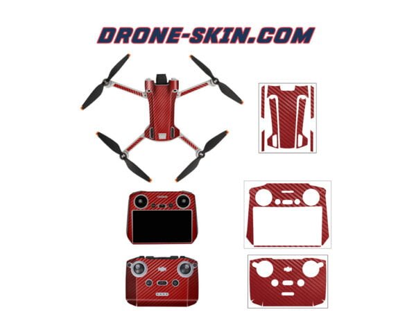 Protection-Sticker-Skin-Pour-drone-DJI-Mini-3-Pro-Red-Carbon