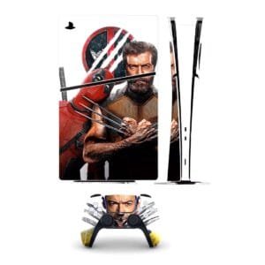 Sticker-Skin-Autocollant-PS5-deadpool-Wolverine-Marvel-Recto